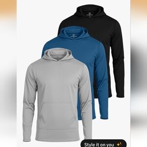 Real Essentials Men's Hoodie Trio - Black, Blue, and Gray